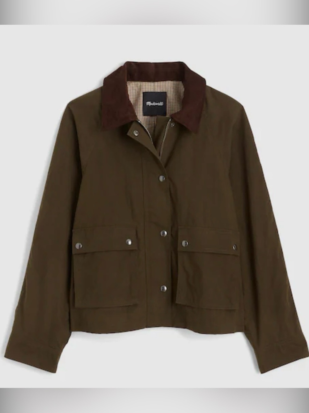 Madewell Women’s The Billie Short Jacket Utility Pockets NWT S Trench Green - Picture 4 of 13
